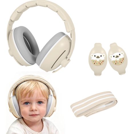 Casque Anti Bruit Bébé 2 en 1, Protection Auditive Réglable pour Bébé et Tout Petit Jusqu'à 48 Mois, Réduction du Bruit Confortable pour Sommeil, Voyage, Concert et Fête (1/5)