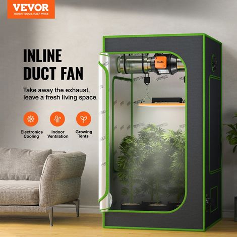 Ventilateur de conduit en ligne, 102 mm, extracteur d'air silencieux 220 m³/h contrôleur de vitesse variable moteur CA, booster de refroidissement pour tentes de culture, culture hydroponique (1/5)