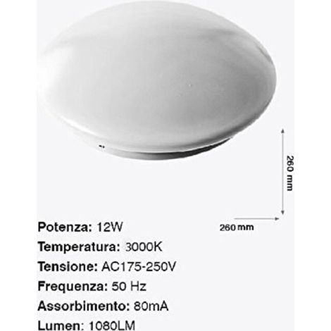 Plafoniera Da Soffitto Faretto Led 12w Tondo Pannello Luce 1080lm 26cm Modernes Design