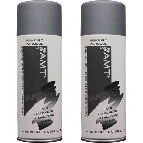 Bombe de Peinture - AMT - BPA004 - Lot de 2 - Gris Mat - 330ml - Acrylique
