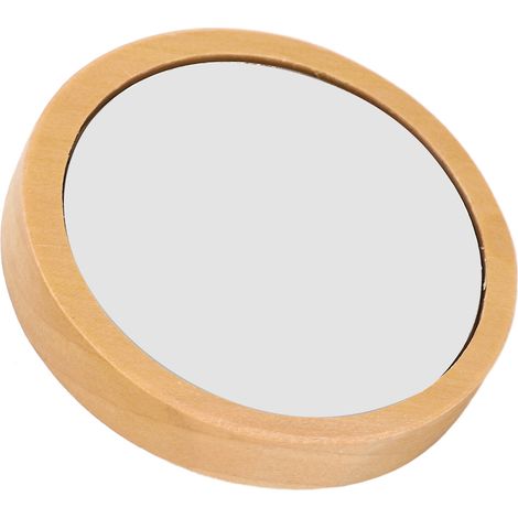 Miroir rond portable en bois avec manche en bois pour le maquillage cosmétique, reflet clair et bords lisses (1/5)