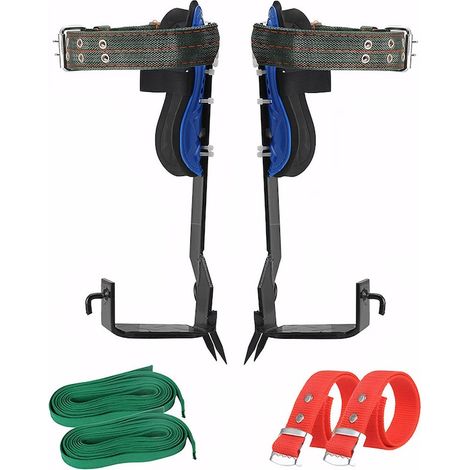 Lot de 2 accessoires d'escalade arboricole Noonedibs, 2 sangles, 2 repose-pieds, acier, crampons trempés, pour grimper et ajuster la hauteur de coupe (1/5)