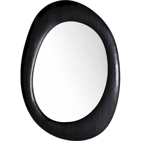 Miroir mural contemporain en bois de sapin noir et mdf élégant - Noir bois naturel (1/4)