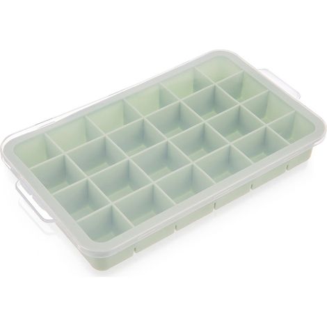 Vassoio per cubetti di ghiaccio con coperchio in silicone verde 225x13x3 cm