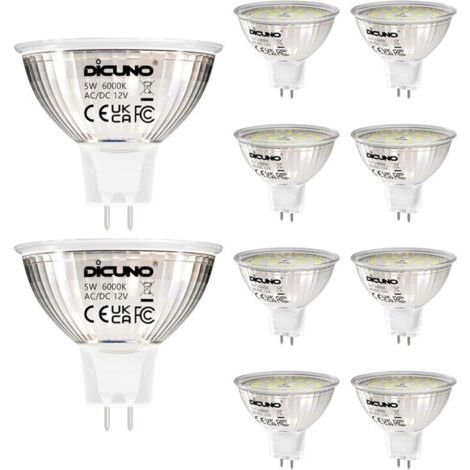 GU5.3 LED-Lampe, Kaltweiß 6000K, MR16 LED 12V 5W, entspricht 50W Halogen, nicht dimmbare LED-Spotlampen, 10er-Packung