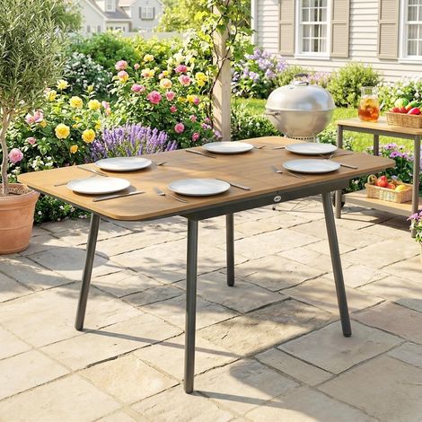 Gartentisch 140 x 80 cm für 6 Personen WPC Teak OKMYHOME (1/5)