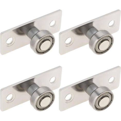 4pcs Guide de Sol de Porte Coulissante Métallique Avec Poulie à Roulement à Billes-