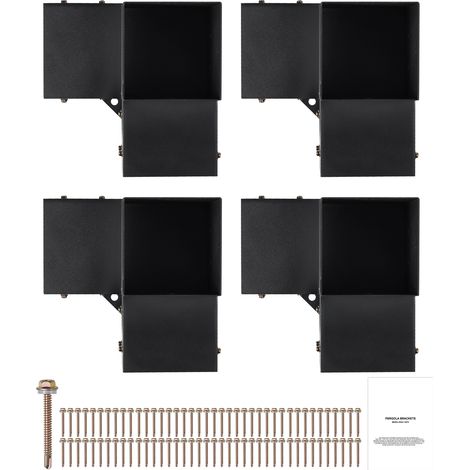 Mophorn Pergola-Halterungssatz 6''x6'' (innen 5,6x5,6), 4-teilig, 3-Wege, strapazierfähig, einfache Installation für Pavillons, Terrasse, Blockhütte im Freien (1/5)