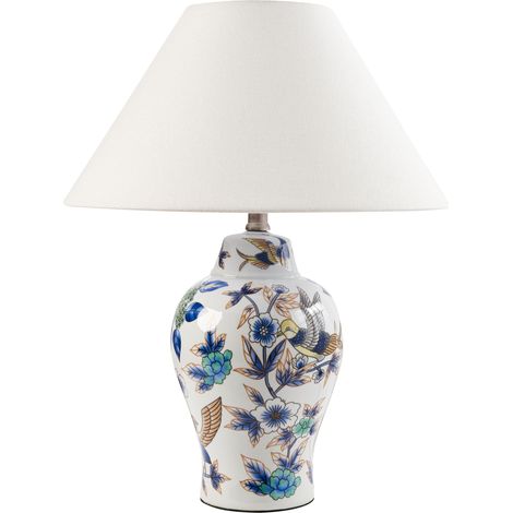 Tischlampe MORACA Porzellan Weiß / Blau