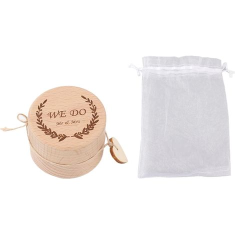 Elegante und tragbare, geschnitzte Ringbox aus Holz, kleines Schmuckkästchen für Heiratsanträge, Verlobungen und Hochzeiten (1/5)