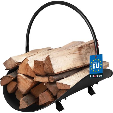 KOTARBAU® Range Buche Interieur - Panier à Bûches - Acier - 48 x 37 cm - Noir - Porte Buche - Support Bois de Chauffage Intérieur - avec Anse Ergonomique - Robuste - Résistant (1/5)