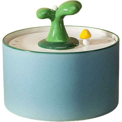 VURAHOME - Distributeur d'eau en céramique pour chat, fontaine d'eau à circulation automatique silencieuse pour animaux de compagnie, Mobile，bleu (1/5)