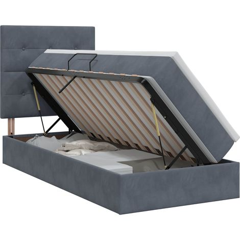 Maison Exclusive - Letto con contenitore e materasso Grigio Scuro 100 x 200 cm (1/5)