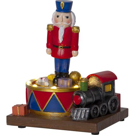 Figurine décorative Star Trading 'Casse-Noisette' avec éclairage, rotative, piles + minuteur, 8 LED blanc chaud, H 16cm