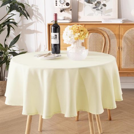 Tischdecke abwaschbar beige rund 140cm Leinenoptik wasserabweisend pflegeleicht outdoor