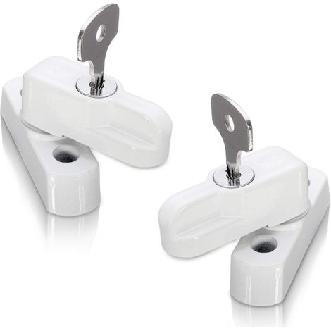 Bloqueurs de porte et de serrures de fenêtre pour portes, fenêtres en PVC et pour portes françaises, bloqueurs de châssis pour portes et fenêtres à double vitrage (Lot de 2, blanc) (1/5)