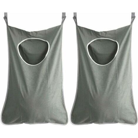 2 pc panier à linge suspendu porte sac à linge collecteur de linge sac organisateur pour chambre salle de bain (gris foncé),de dyk.Trywise-ARCAN (1/4)