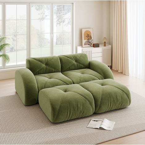 Modulsofa 2-Sitzer rahmenlos Chenille Grün 200 kg OKMYHOME (1/5)