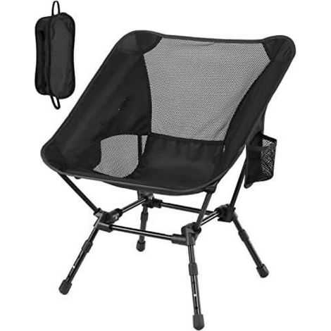 Chaise De Camping - Aluminium 7075 - Réglable 33 À 38 Cm - Charge 150 Kg - Poids 0,9 Kg - Noir - 1 Pièce (1/4)
