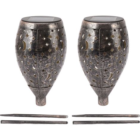 Ortviai Lanterne solaire décorative 2 pièces avec motif lune/étoile, IP44, LED 5730, pour allée et jardin (1/5)