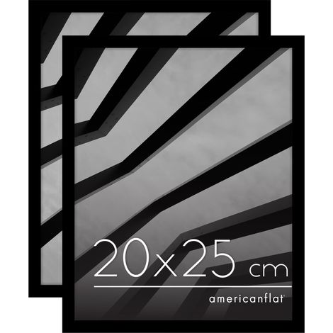 Cadre Photo 20x25 cm Noir - Cadre 20x25 cm avec Bordure Fine, Vitre Antichoc, Chevalet et Matériel de Suspension Intégré pour Mur et Surface Plane - Lot de 2 (1/5)