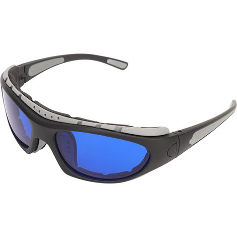 Lunettes de golf pour localiser les balles, monture grise, verres bleus, vision large et transparente, protection oculaire antidérapante. (1/5)