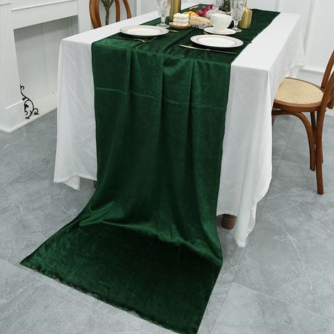Nappe Velvet 70x300cm – Nappe de Table en Velours Vert, Blanc, Violet pour Mariages, Noël, Banquets – Créateur d'Ambiance Élégant – 338g (1/5)