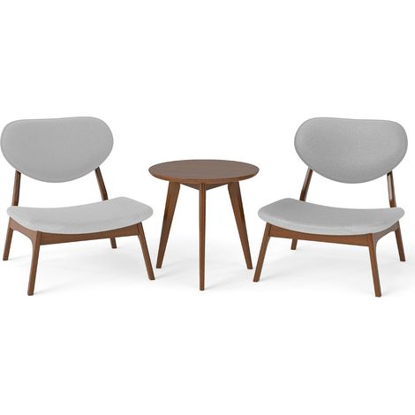 Set di 2 poltrone e tavolino 73 x 71,5 x 73 cm massimo comfort moderno in legno massello grigio 200017257