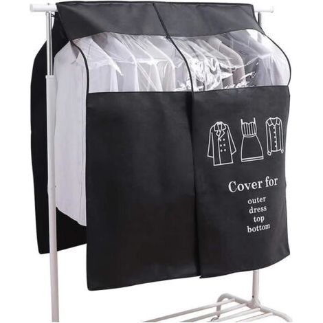 Housse Protège Housses de Vêtements 90 × 110cm Noir Housse de Anti-Poussière Protection Portant Universelle Garment Covers (1/4)