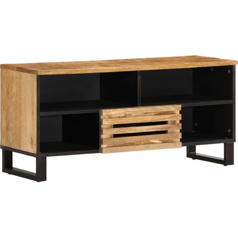 TV-Schrank 100x34x46 cm Raues Massives Mangoholz