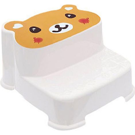 Tabouret double antidérapant pour bébé, haute résistance et grande capacité, idéal pour salle de bain et cuisine - Orange (1/5)