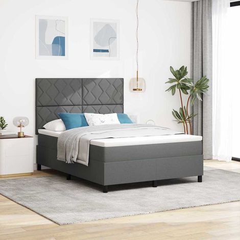 Boxspringbett mit Kopfteil Dunkelgrau 140 x 190 cm Stoff vidaXL (1/5)