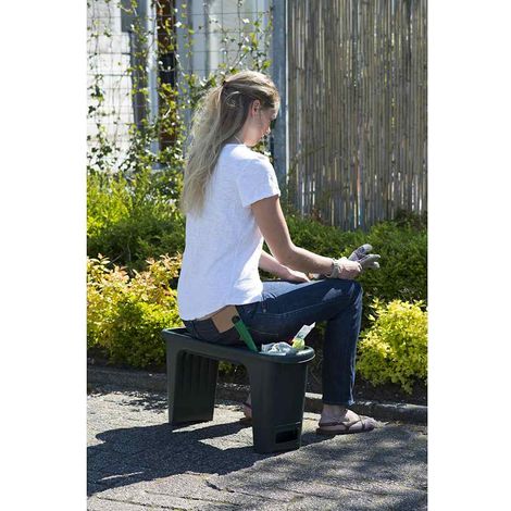 Nature Tabouret de jardinage 2-en-1 65,5 x 25 x 34 cm Vert