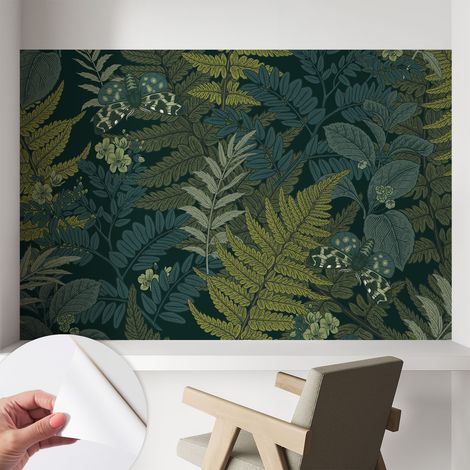 Papier peint adhésif décoratif pour salon chambre et cuisine Facile à poser avec colle Élégance verte 104x70 cm (1/5)