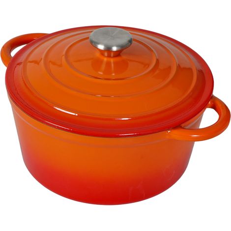 Toque Cast Iron Enameled Dutch Oven Pot Casserole Dish with Lid Non-Stick Orange (1/5)