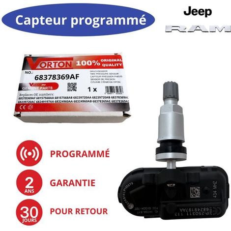 Sensore TPMS preprogrammato 433MHz per RAM 1500/2500/3500 (2014-2024) e Jeep Cherokee (2014-2023) - 68378369AC