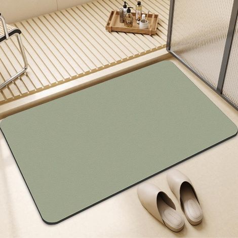Rutschfester Badteppich aus Kieselgur – Saugstark, schnelltrocknend, minimalistisches Design in Grün (50 x 80 cm) – Ideal für Badezimmereingang oder Toilette – Für den Hausgebrauch-lsw
