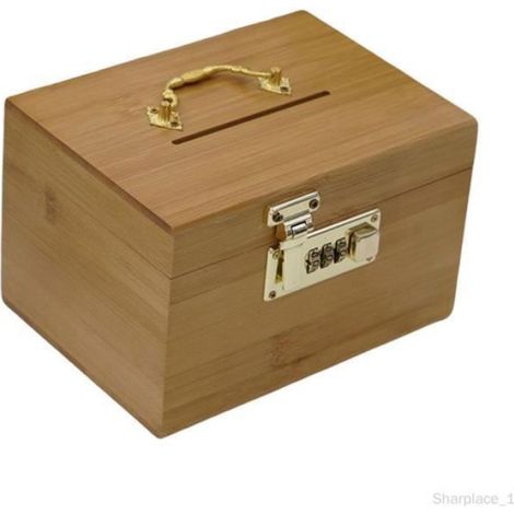 1pcs Tirelire en bois - Vintage - 14.5x10x10cm - Avec verrouillage par mot de passe - Pour enfants et adultes Multicolore (1/4)