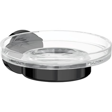 Inda - Gealuna Wandseifenschale, schwarzer Stahl / transparentes Glas