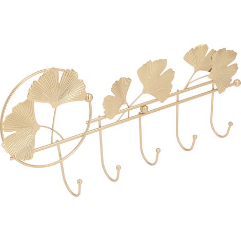 Porte-manteau mural motif feuille de ginkgo, style simple et élégant, grande polyvalence, support mural pour vêtements, chapeaux et clés (1/5)