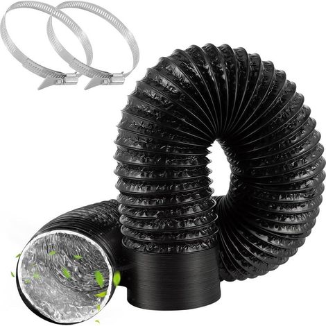 Tuyau Evacuation Seche Linge Ø100mm, Tuyau Seche Linge Evacuation 2m, Tuyau D'evacuation Flexible en Aluminium et PVC, Conduit D'air avec 2 Colliers de Serrage, pour Extracteur Climatisation (1/5)