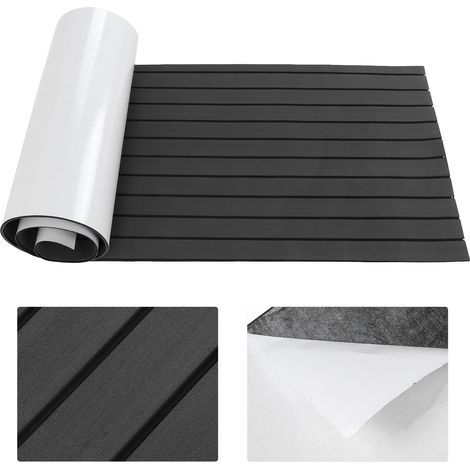 Revêtement de sol marin en mousse EVA antidérapant pour pont de yacht, camping-car, tapis 240x60cm, adhésif, gris foncé noir (1/5)