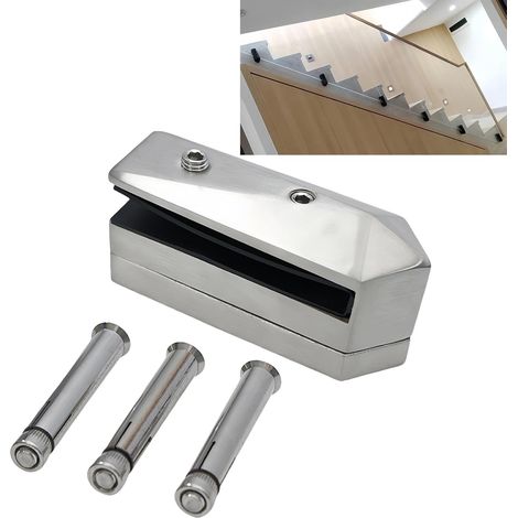Pince Verre Lourde de Garde-Corps, Support Clôtures en Verre pour la Piscine en Acier Inoxydable, Pince de Fixation latérale pour Main Courante, Balcon, Rampe d'Escalier (1, Inox) (1/5)