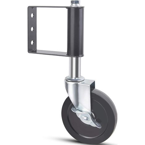 Roues de portail pour portail en bois, roulette de portail à ressort robuste pour portail pivotant en tube de bois et métal, petite roue de support de portail de clôture avec frein de verrouillage lat (1/5)