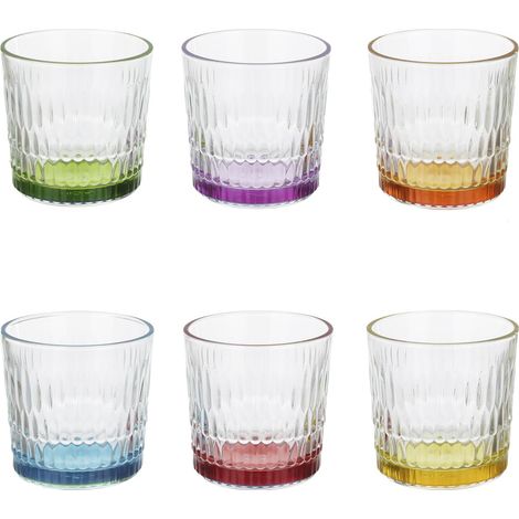 Lot de 6 verres Rain, verre avec fond coloré 30 cl, couleurs assorties, lavables au lave-vaisselle (1/4)