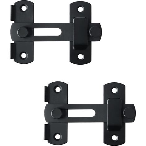 Lot de 2 verrous coulissants avec loquet à bascule et vis pour portes, fenêtres, armoires et jardin, F