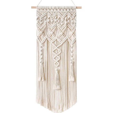 Décoration murale en macramé tissé, style bohème chic, géométrique - Idéale pour décorer un appartement ou une chambre d'étudiant, 75 cm (L) x 35 cm (l) (1/4)