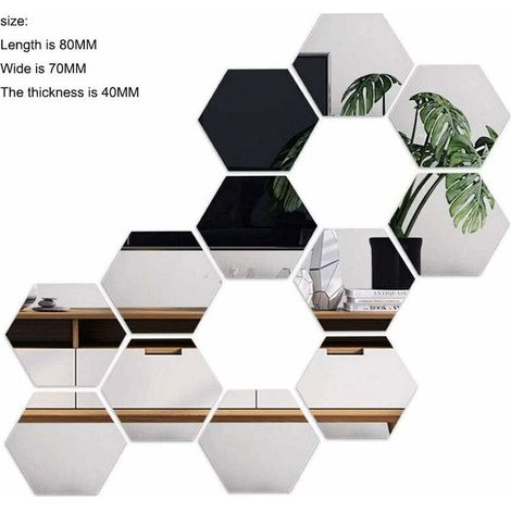 Miroir Hexagonal Pour Porte d'Armoire Géométriques Hexagone Muraux Miroirs Bricolage Décoratif 3D Hexagone Acrylique Miroir Pour La Maison Salon Canapé Tv Réglage Décoration Murale Argent-Fei Yu (1/3)