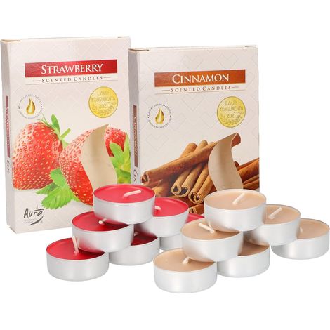 KOTARBAU Lot de 6 bougies chauffe-plat parfumées - Durée de combustion : 4 heures (fraise + cinnamon) (1/5)