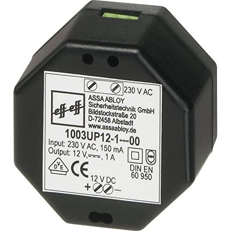 BLOC D'ALIMENTATION POUR MONTAGE ENCASTRÉ, 230 V, NOIR (1003UP LOT DE 121 -- 00), 1 EFFEFF 1003UP-12-1--10